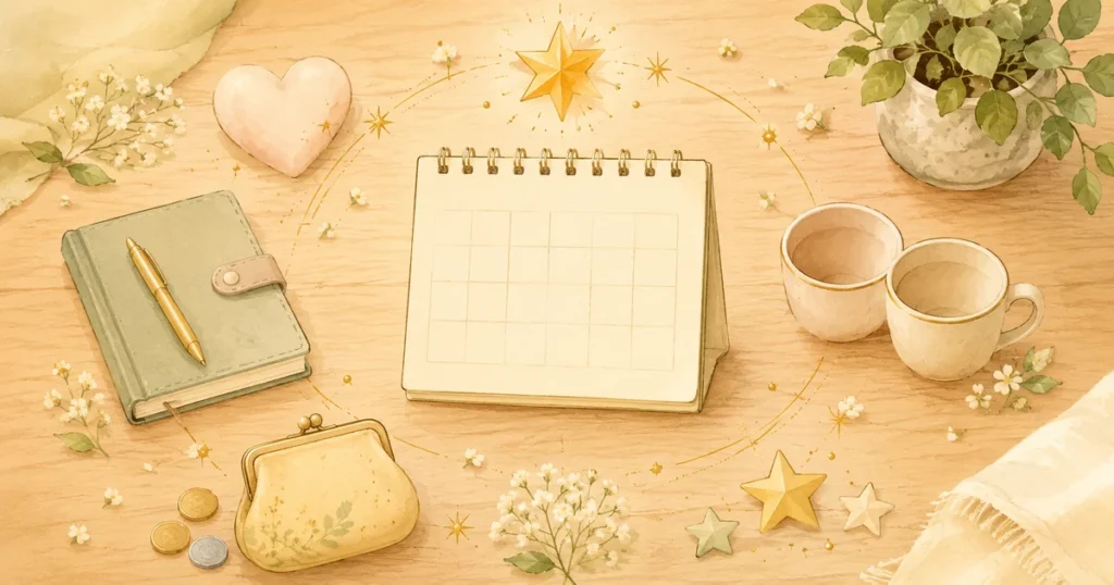 誕生日占いで見る恋愛や仕事や金運のテーマを表したやさしいイラスト