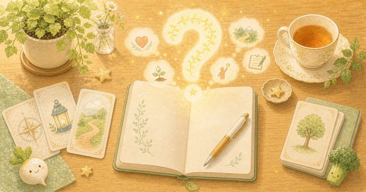 転職したい気持ちの奥にあるものをノートとカードで整理するやさしいイラスト