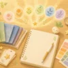 ラッキーカラー占いをイメージした色とりどりの小物と星のやさしいイラスト