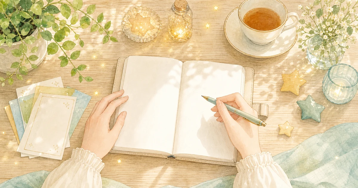 星座占いを手帳にメモして暮らしに取り入れるイラスト